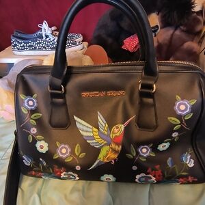 Christian Siriano Black Floral Embroidered Women's Bag
